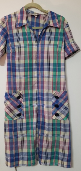Vintage Lauren Originals plaid shift dress 14 - Picture 1 of 6